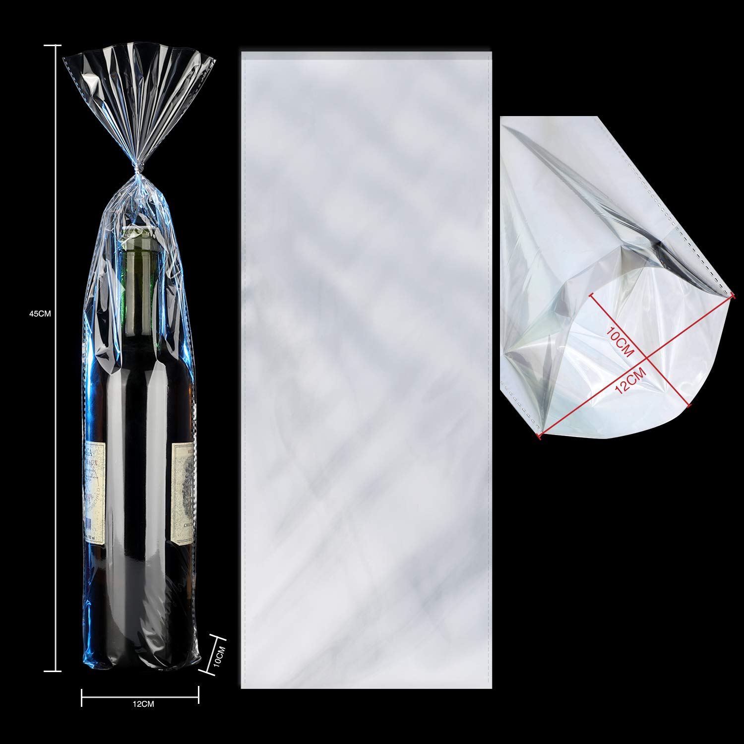 50 Pieces Cellophane Wine Bags Thick OPP Clear Wine Bottle Bags for