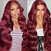 Allove 99j Burgundy Lace Front Wigs Human Hair Pre Plucked 180% Density 28inch Body Wave Lace Front Wigs Human Hair with Baby Hair 13x4 Glueless HD Transparent Frontal Human Hair Wigs For Women