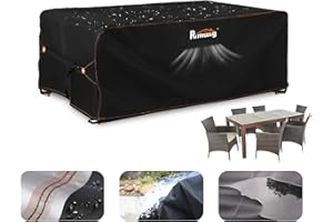 RIMWIG Patio Furniture Set Covers Waterproof, Outdoor Sectional Sofa Couch Set Covers Waterproof, Garden Dining Table Chair Set Cover Outside Rectangular Heavy Duty Weatherproof 85" L x 55" W x 28" H Black