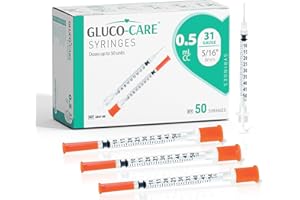GLUCO-CARE 0.5 ml/cc Syringes 31G x 5/16’’ (8mm), Orange Cap, Box of 50 pcs