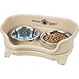 Neater Feeder - Express Model - Mess-Proof Dog Bowls (Small, Almond) – Made in USA – Elevated, No Spill, Non-Tip, Non-Slip, Raised Stainless Steel Food & Water Pet Bowls