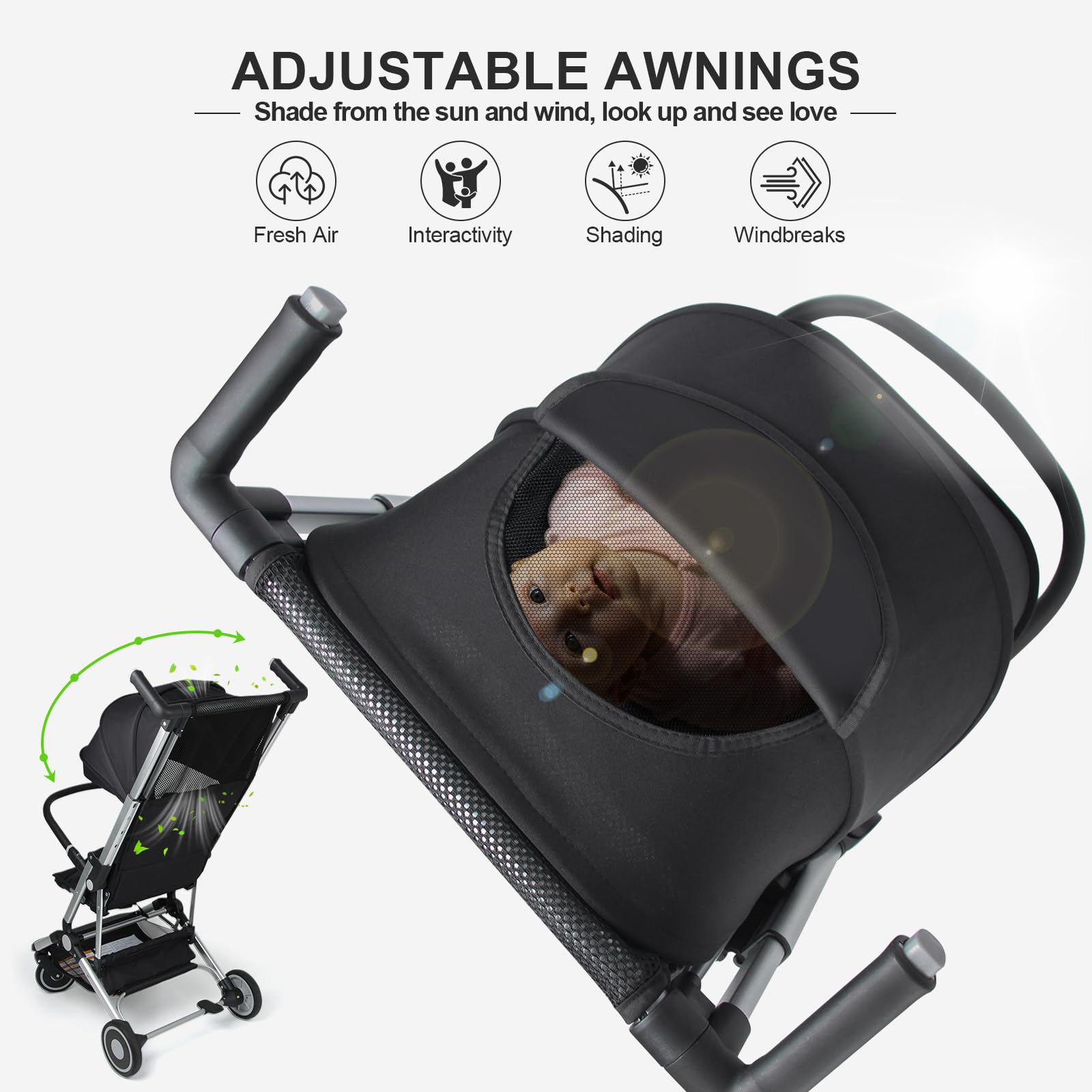 Travel Stroller for Airplane Ultra Compact Umbrella Stroller One-Handed Folding Design Overhead Friendly Lightweight Aluminum Alloy Frame