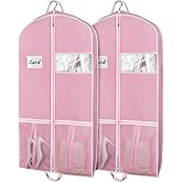 Zilink 43" Garment Bags for Travel for Women Carry on Suit Bags for Travel and Storage Gusseted Hanging Garment Bags with Handles for Coats, Jackets, Shirts,Dresses, Pink