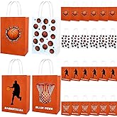 Kiooaci 24 Pcs Basketball Gift Bags, Basketball Paper Goodie Treat Candy Party Favor Bags with handle for Team Birthday Theme Party Supplies