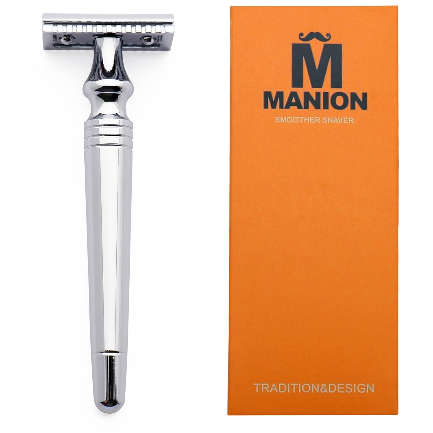 MANION V2 Silver Classic Super Light & Long Alloy Handel Double Edge Safety Razor