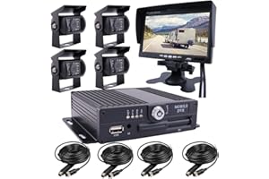 JOINLGO 4 Channel 256GB 1080P AHD HD Mobile Vehicle Car DVR Black Box Video Recorder Kit with 4pcs Waterproof Side Rear View Backup Night Vision Metal IR 2.0MP Car Camera 7" HD Car Monitor