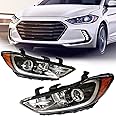 WOHAIPA Halogen Headlights Assembly For 2017-2018 Hyundai Elantra SE SEL Value Edition Front Headlamp Replacement 11410015R 11410016L 92102F3000 HY2503206 (Driver+Passenger Side)