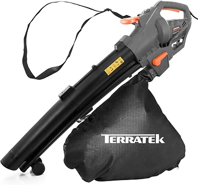 Terratek 3000W Corded Leaf Blower Vacuum 3 in 1 with Wheels 10m Cable