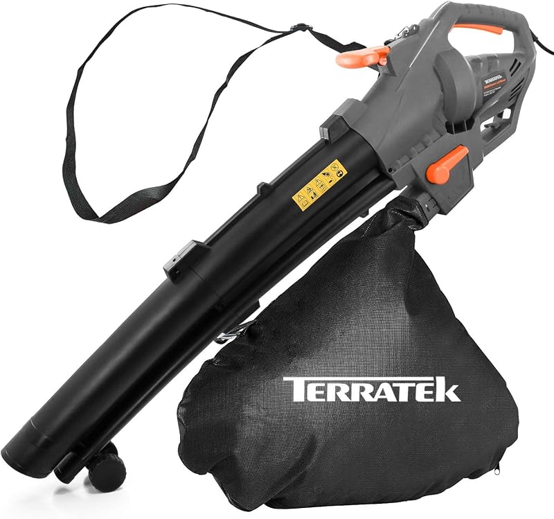 Terratek 3000W Corded Leaf Blower Vacuum 3 in 1 with Wheels 10m Cable