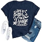 TUPOSU Cruise Shirts for Women Trip T-Shirts Summer Vacation Squad Tee Tops