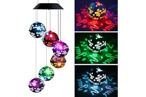AISCOOL Solar Wind Chimes for Outside, Color Changing LED Hanging Solar Lights Ball Christmas Decorations Wind Chimes Outdoor for Garden Yard Patio Wind Bell Xmas Birthday Gift