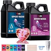 LET'S RESIN 2 Part Resin and Hardener 34oz, Bubble Free & Crystal Clear Epoxy Resin for Beginners, Low Odor, Anti-Yellowing Casting Resin for Craft, Casting Molds, Jewelry, Art, Easy to Mix 1:1 Ratio