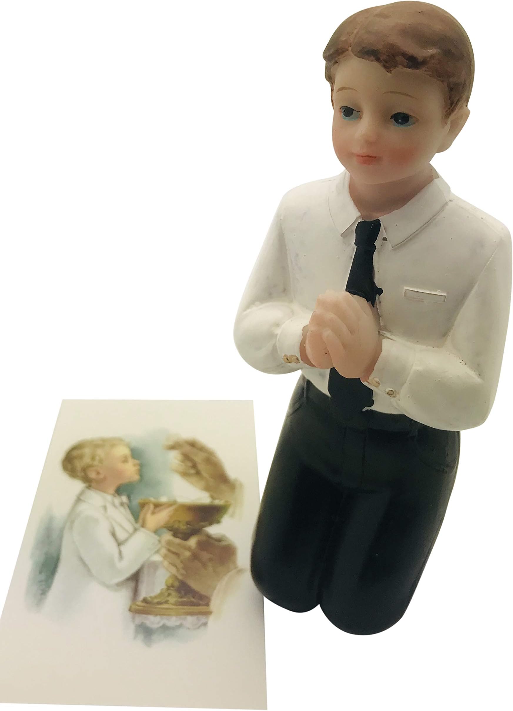 Westman Works First Communion Kneeling Praying Boy 4 1/2 Inch Tall with Holy Card