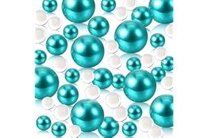 LUERBI 200 PCS Lake Blue Vase Pearls, Lake Blue Vase Filler Beads for Centerpieces Vases, Lake Blue 10/14/20 MM Floating Beads for Vases, Lake Blue Vase Filler Pearl, Vase Fillers, Pearls for Vase Filler