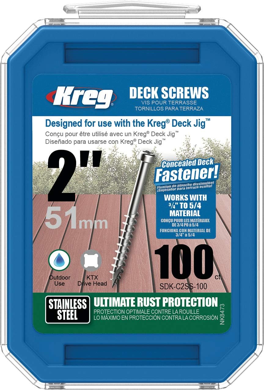 KREG SDKC2SS100 2Inch, 8 Coarse, Stainless Steel Deck