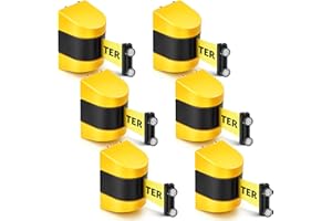 Barydat 16.4 ft Magnetic Retractable Wall Mount Barrier, Crowd Control Safety Belt with ABS Case for Grocery Retail Store Stadium(Caution Do Not Enter, Yellow, 6 Pcs)