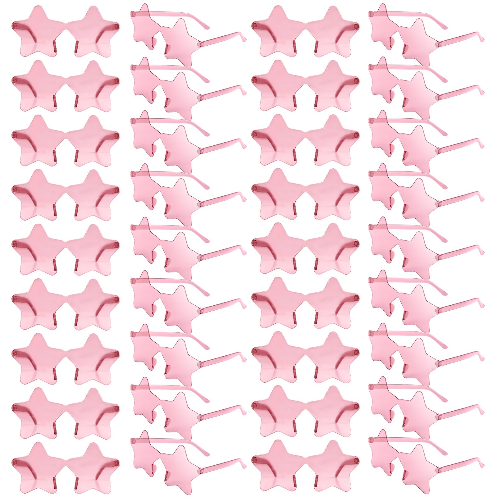 NACHLYNN Rimless Star Shaped Sunglasses Pentagram Glasses Transparent Sunglasses Valentine Day Party Favor (36, Pink)