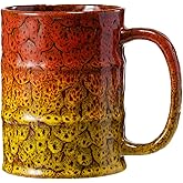 LGQ Brown and Yellow 20 oz Ceramic Coffee Mug - Large, Dishwasher and Microwave Safe, Perfect for Office and Home
