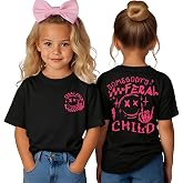 KEKEMI Kid Toddler Girl Halloween Shirt Somebody's Feral Child T-Shirt Spooky Season Outfit Cute Short Sleeve Tees Fall Tops