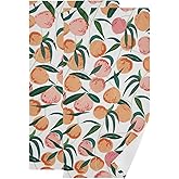 PATINISA Peach Hand Towels for Bathroom Set of 2 Watercolor Pink Orange Peach Soft Absorbent Green Leave Fruits Kitchen Dish Towels Decorative Bathroom Towels for Bath,Face,Hair,Guest,Gym,Spa 14"x28"