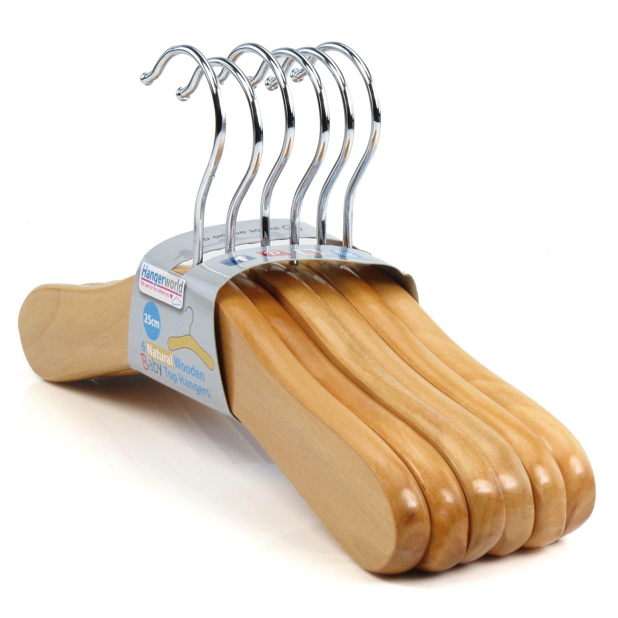 Hangerworld Pack of 12 Quality Children's Natural Wooden Coat Hangers for Baby & Toddler Clothes- 25cm (10")