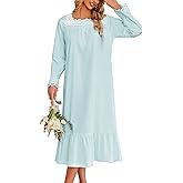 Ekouaer Victorian Nightgown 100% Cotton Long Sleeve Vintage Old Fashioned Gown for Women