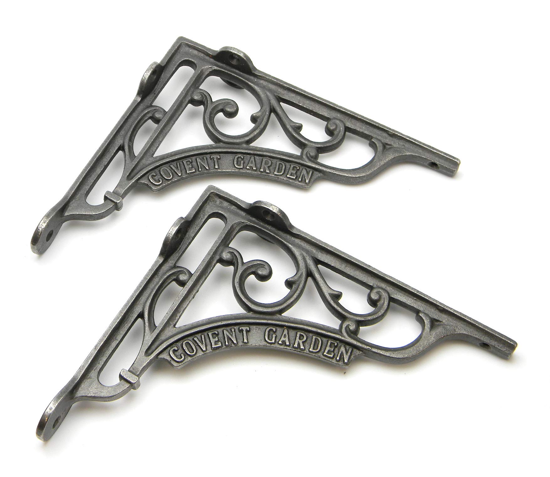 Pair of Shelf Brackets Covent Garden Antique Cast Iron - 180mm x 200mm / 7.0" x 7.75"