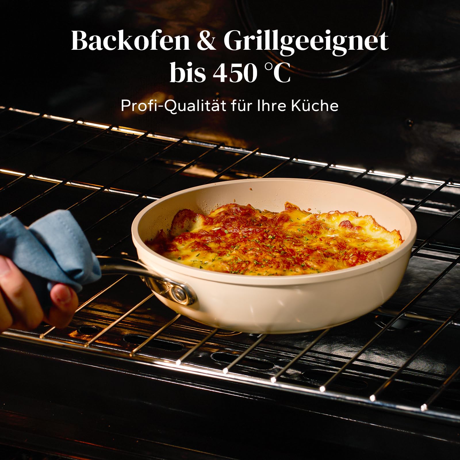 Redchef Pfannenset Keramik Aluminium Bratpfannen, Antihaft Keramik-beschichtet Pfannen Induktion 20/24/28 cm für alle Herdarten, PTFE-frei PFAS-frei PFOA-frei, Backofenfest (Beige) 7