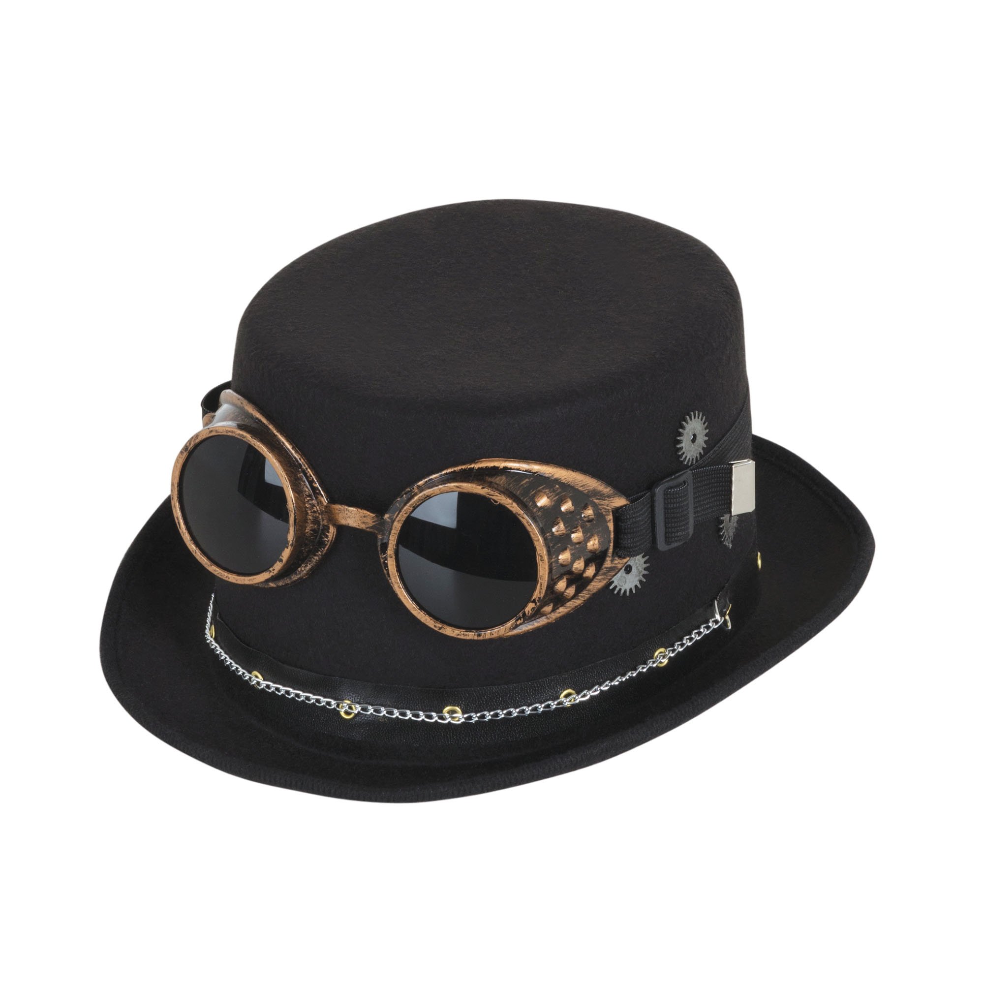 Black Steampunk Top Hat with Goggles & Gears (1 Pc.) - Durable & Eye-Catching Design, Perfect for Cosplay, World Book Day, Festivals & Gifts Halloween Halloween