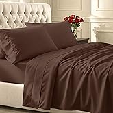 California Design Den Queen Sheet Set - Soft 400 Thread Count Sateen, Natural 100% Cotton Sheets for Queen Size Bed with Deep Pockets, and Durable Bedding Set - Espresso Chocolate Brown