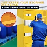 Horison Industries COSHH Cabinet Fire Proof Flammable Storage Yellow view 3