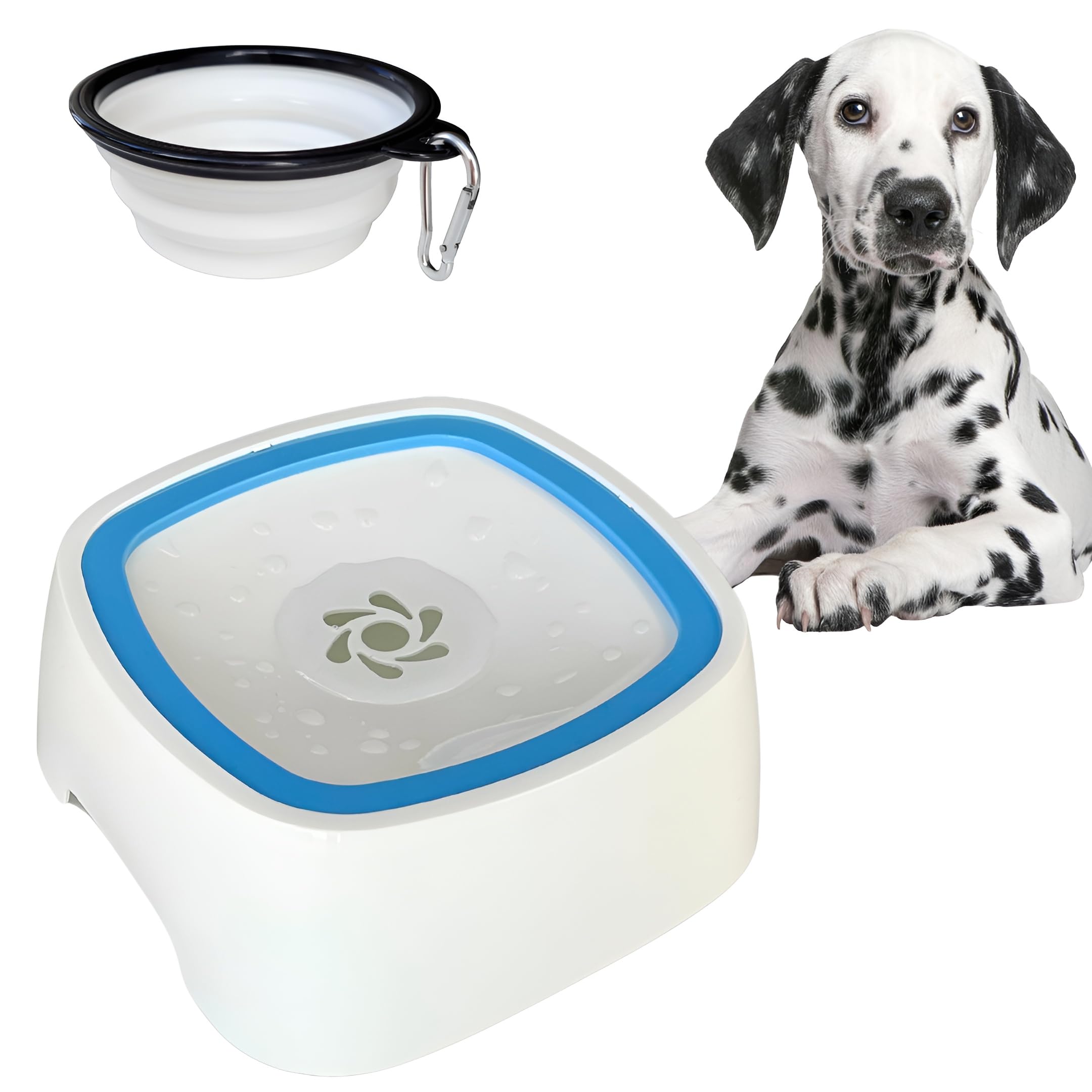 ConMarb Anti-drip Dog Drinking Bowl 1.5L Capacity | Anti-Spill and Spill Proof Dog Drinkers with Non-Slip Base|Portable Collapsible Silicone Dog Bowl for Travel, Getaways (Blue)