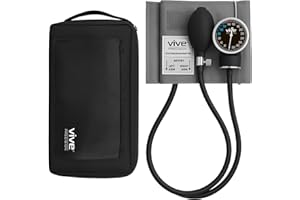 Vive Precision Manual Blood Pressure Cuff - Aneroid Sphygmomanometer with Case - BP Kit Monitor for Adults, Nurses - One Hand, One Tube Upper Arm Cuff Machine - BPM Meter Device for Professionals