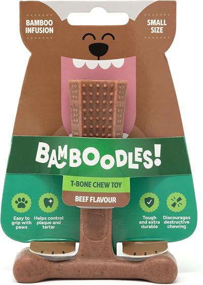 Bamboodles Dog Chew Toy Small Beef Flavour Durable Safe Daily Chew