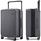 mixi Large Capacity Expandable Luggage Suitcases With Spinner Wheels,Upgrade Wide Handle PC Hardshell Rolling Travel Suitcase with TSA Lock, Checked-Medium 24-Inch, Rock Gray