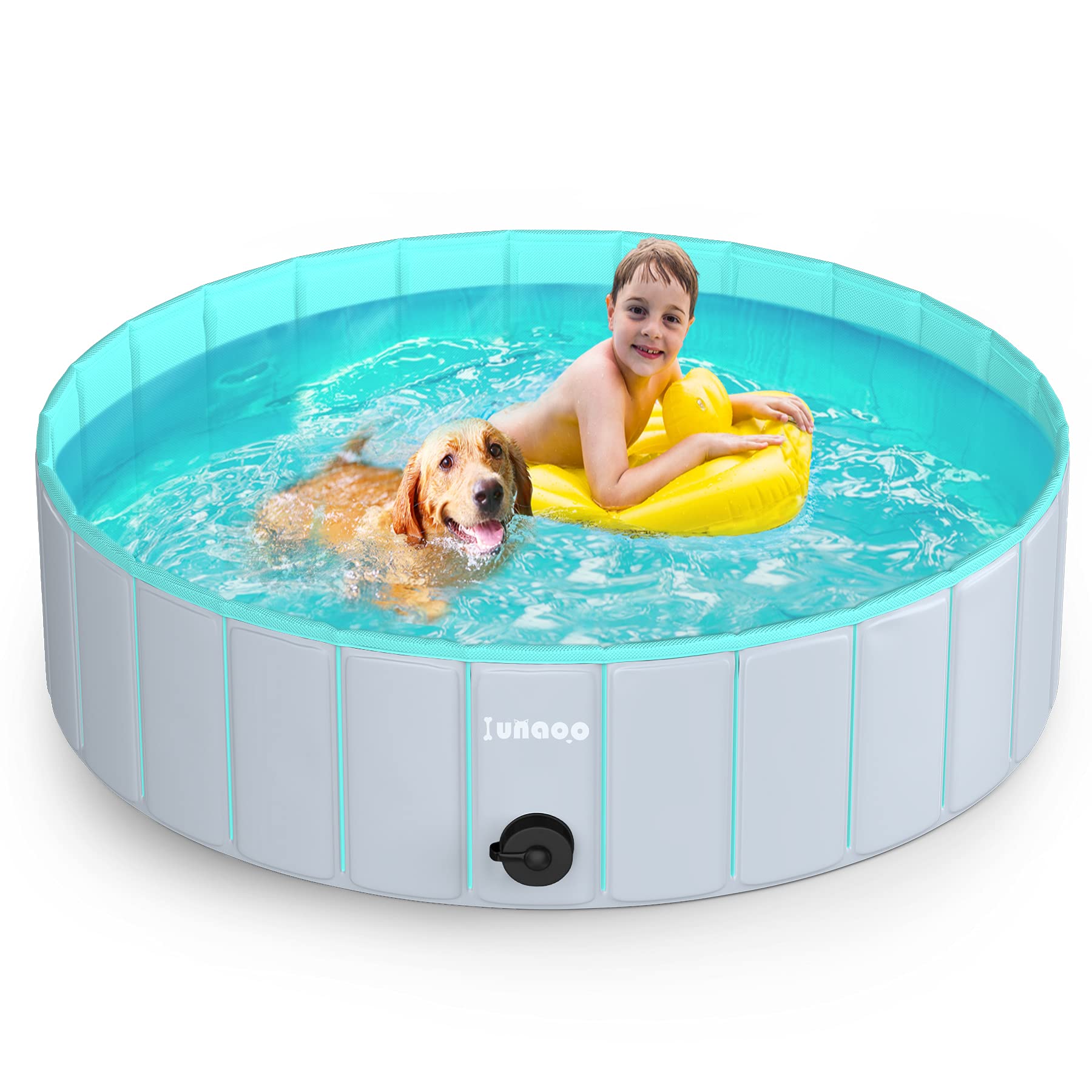 lunaoo Foldable Dog Paddling Pool, Portable Kiddie Pool for Kids, PVC Bathing Tub, Outdoor Swimming Pools for Large Small Dogs