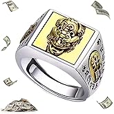 HETICA Feng Shui Pixiu Mantra Anillo, Adjustable Wealth Protection Good Luck Money Amulet, Buddhist Wide Surface Ring
