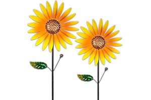 HERJIATK 2 Packs Wind Spinners Outdoor, Sunflower Decor Windmill for Yard, Pinwheels, Wind Spinners for Yard Garden, Outdoor Metal Wind Spinner Lawn Decor