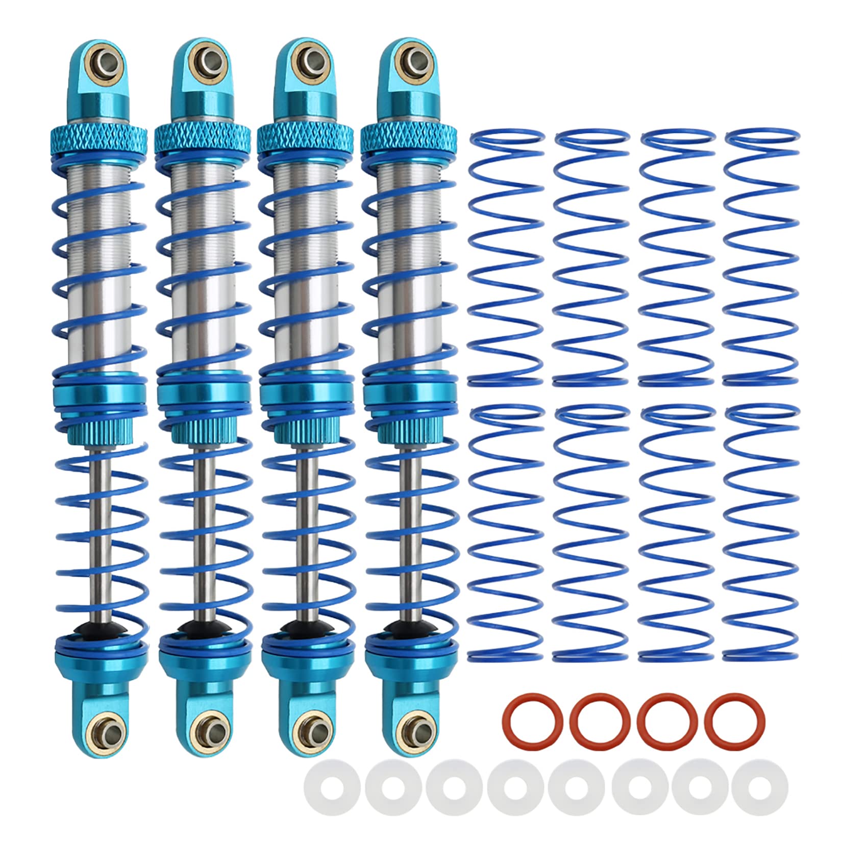 RXZIXYL 4-Pack Front Rear RC Shock Absorber 70mm 80mm 90mm 100mm 110mm 120mm Adjustable Assembled Spring Damper Axial SCX10 Oil Damper for 1/10 RC Crawler Car AXI03007 RBX10 D90 TRX4…