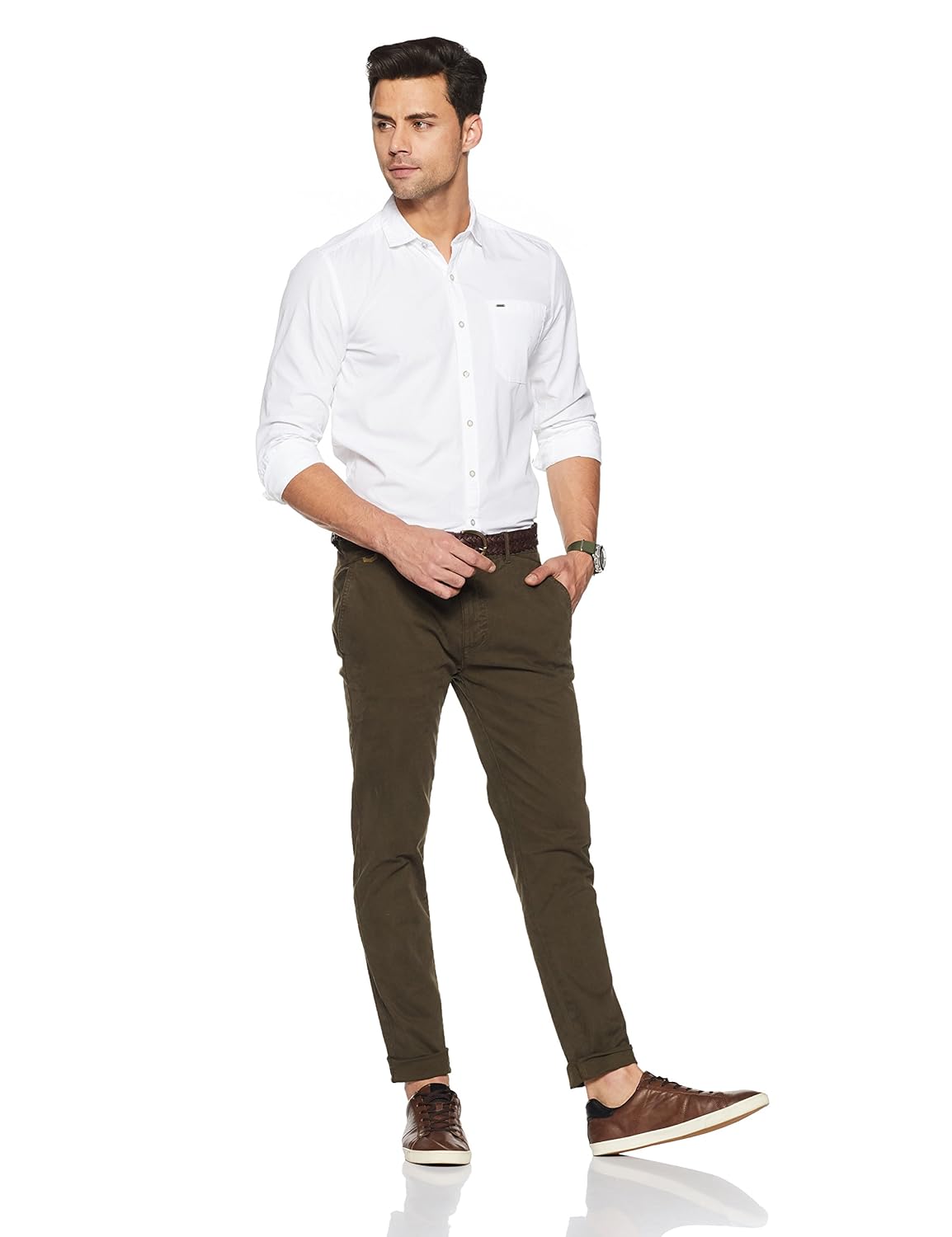 lee men's solid slim fit casual shirt