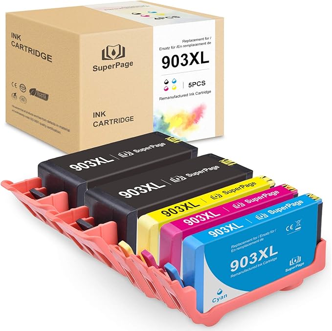 Bureau Cartouche 5 Superpage Cartouches d'encre pour HP 903XL 903 XL Compatible avec HP