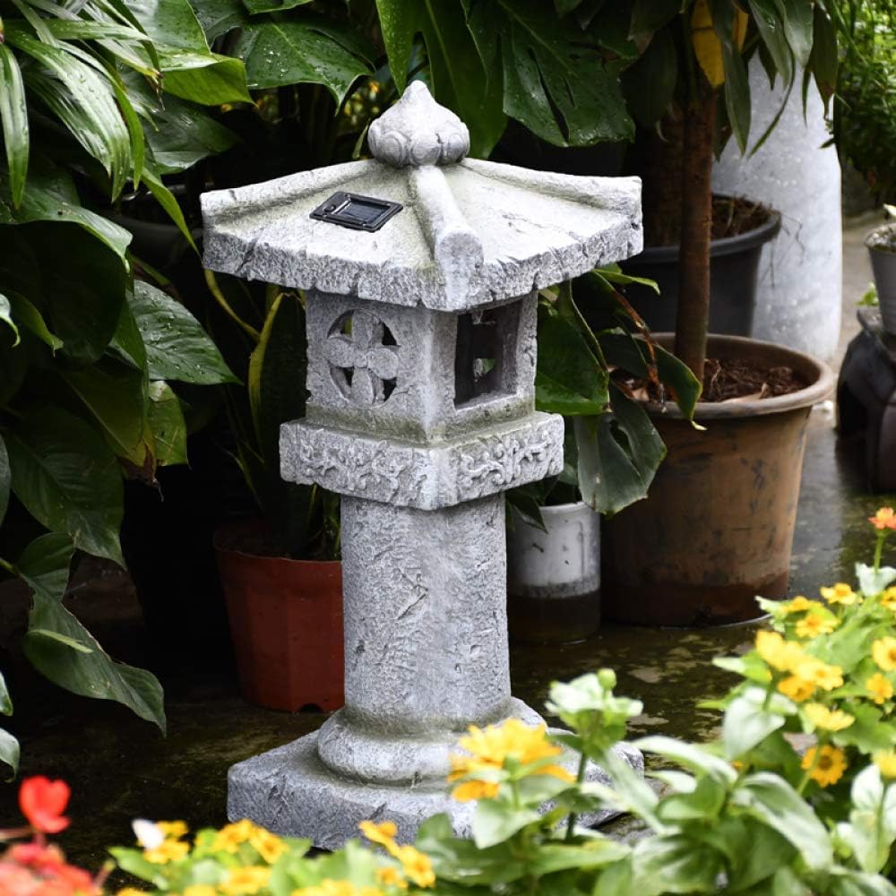 Lot De 3 Lanternes Japonaises En Grès - Décoration Jardin Zen, Pagode Asiatique, Aquarium Et Bonsaï