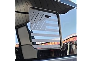 ALICATONG Fits Ford F150 F250 F350 2022 2023 2024 Rear Middle Back Sliding Window American US Flag Vinyl Decal Matte Black Exterior Accessories