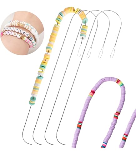 8Pcs Bead Spinner Needles Kit - Big Eye Beading Needles With Threader, Scissors, Tweezers For Jewelry Making