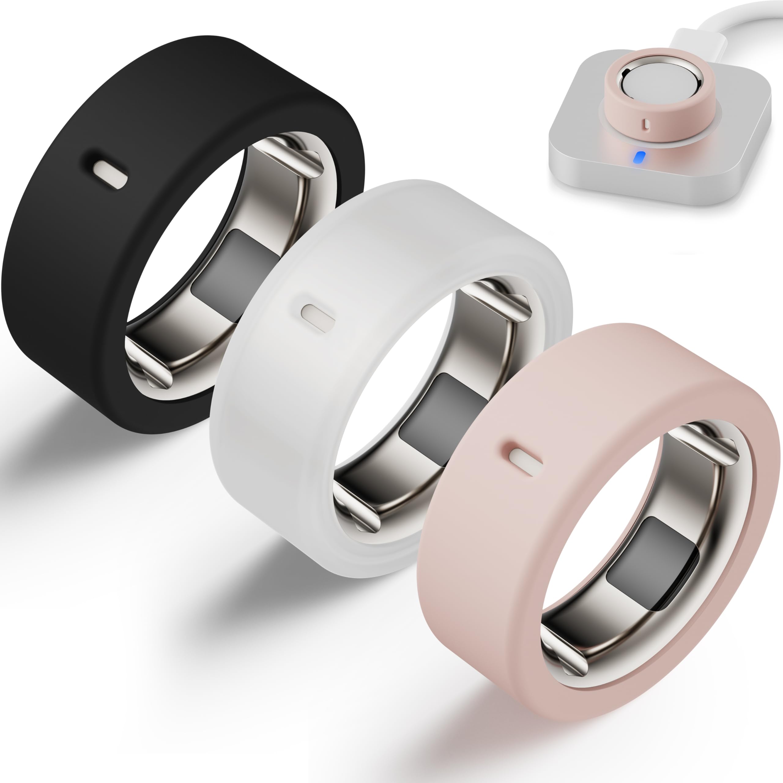 Photo 1 of Snyeest Protector Compatible for Oura Ring 4/ Gen 3 Cover,Silicone Anti-Scratch Elastic Ring Finger Case Woking Out Gym for Women Men- Black+Clear+Pink-S for 4/5/6/7