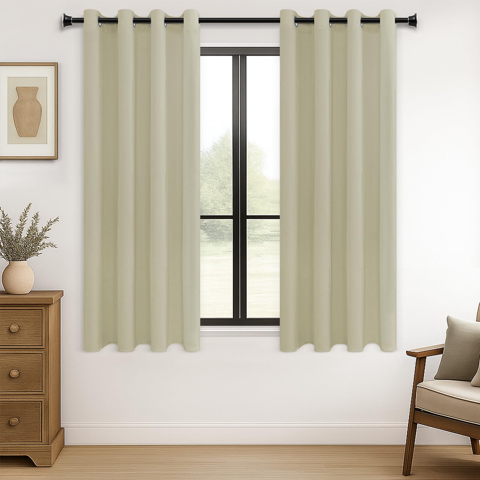 MRTREES Blackout Curtains Bedroom 54 Drop 2 Panels Biscotti Beige Eyelet Thermal Curtain for Living Room Soft Texture Window Treatments for Kids 46x54 Inch 117x137 CM