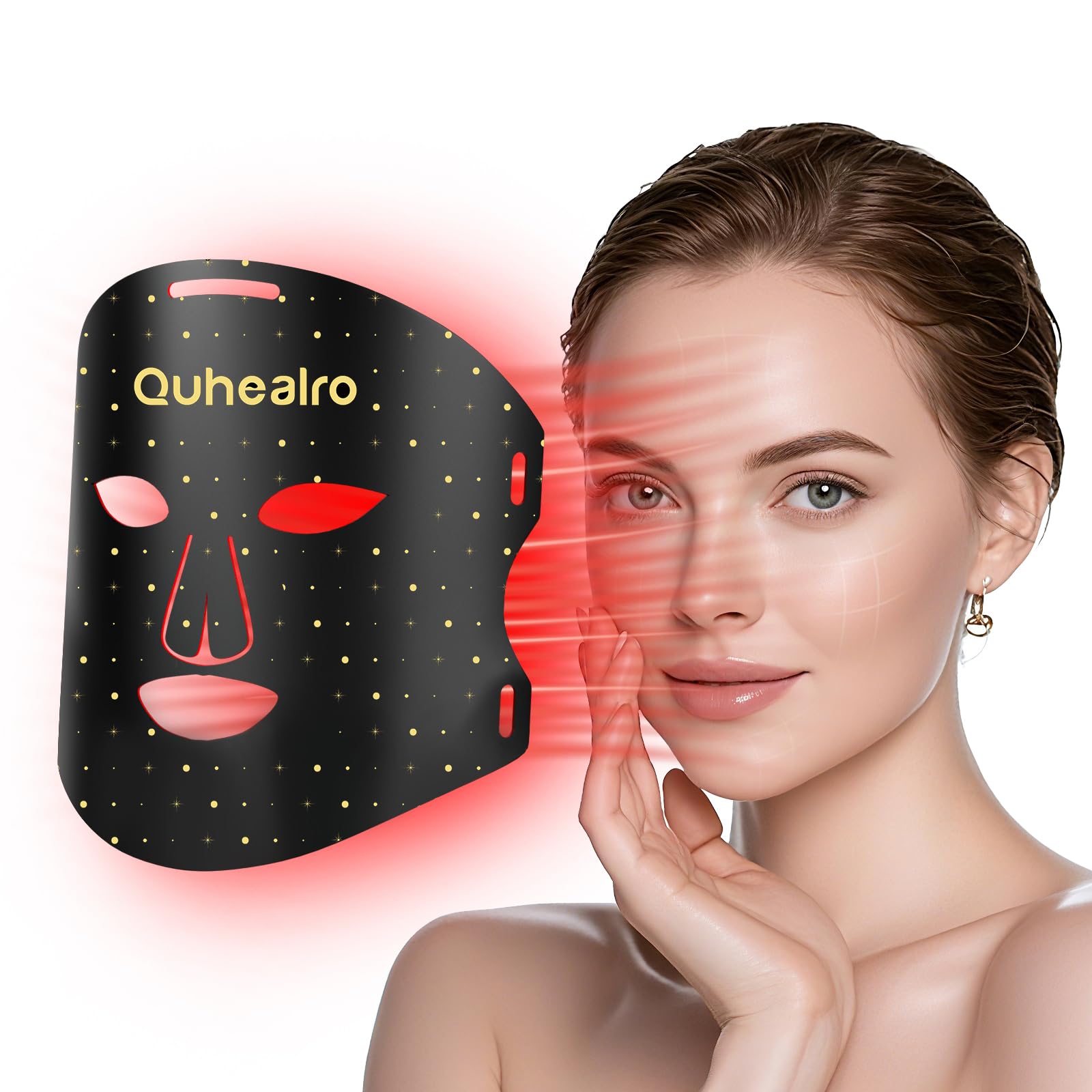Red Light Therapy for Face, Near-lnfrared 850 LED Face Mask Light Therapy 3 Modes Portable Led Face Mask Light Therapy with Rechargeable Remote, Red Light Therapy Mask with Timing Function
