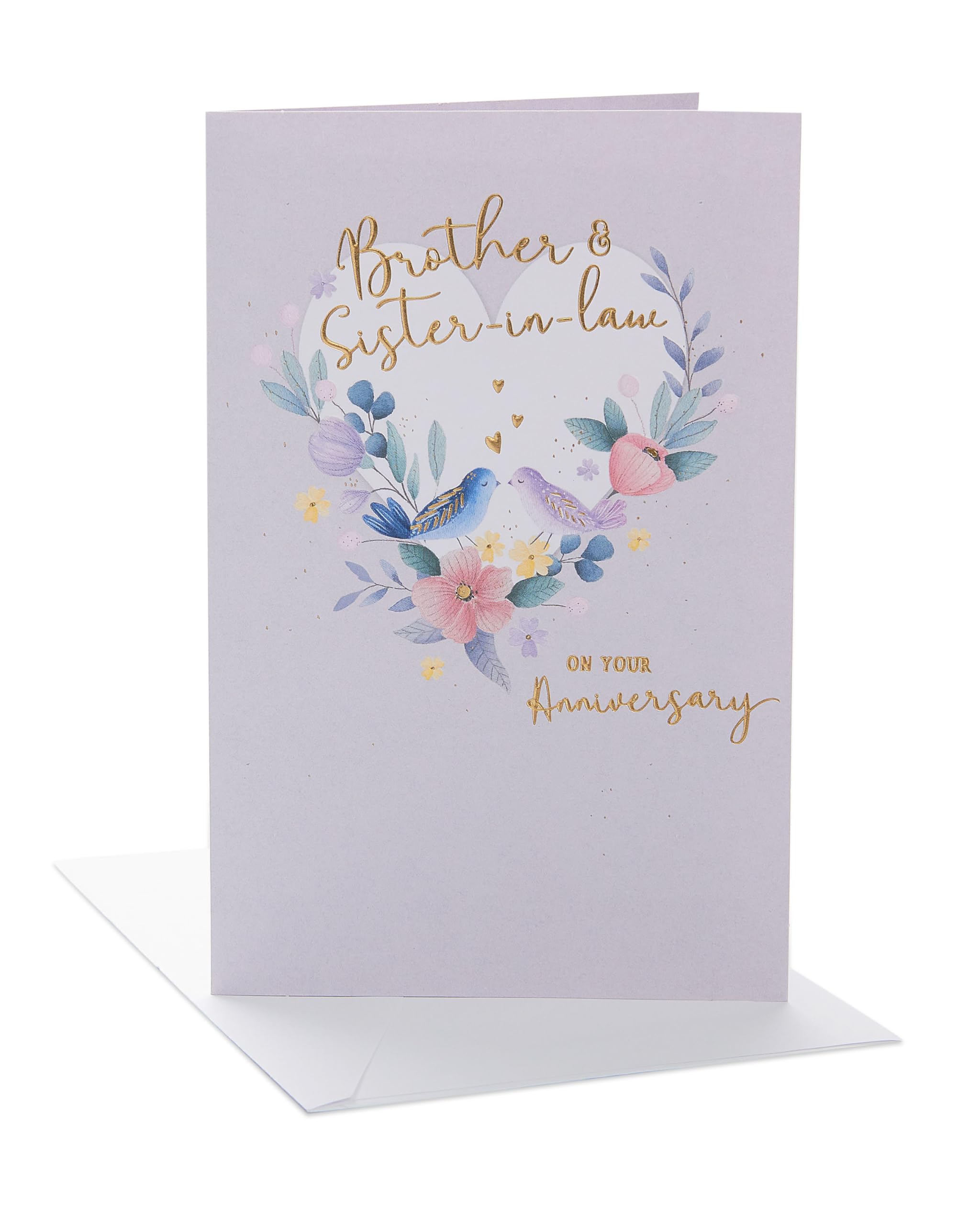 UK Greetings | Wedding Anniversary Card for Brother and Sister-in-Law | Happy Anniversary | Her/Him | Floral Heart Design | With Envelope | 155 x 235 mm