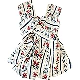 Milumia Women's Floral Striped Wide Strap Twsit Front Peplum Top Criss Cross Flare Ruffle Hem Tank Tops