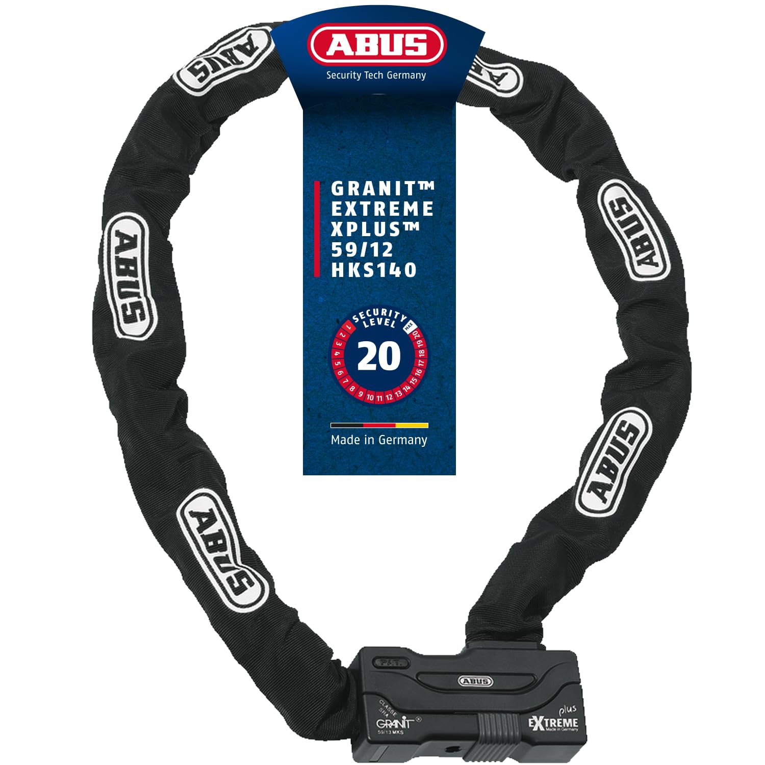 ABUS Granit Extreme Plus 59 Chain Lock, Black, 140 cm